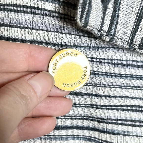 TORY BURCH gray & cream striped pea coat double breasted Mid Weight Size 4 - Picture 5 of 8